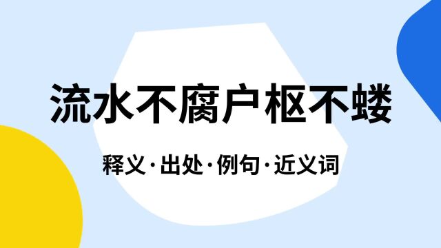 “流水不腐户枢不蝼”是什么意思?