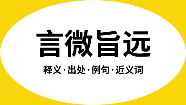 “言微旨远”是什么意思?