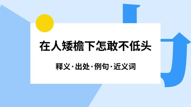 “在人矮檐下怎敢不低头”是什么意思?