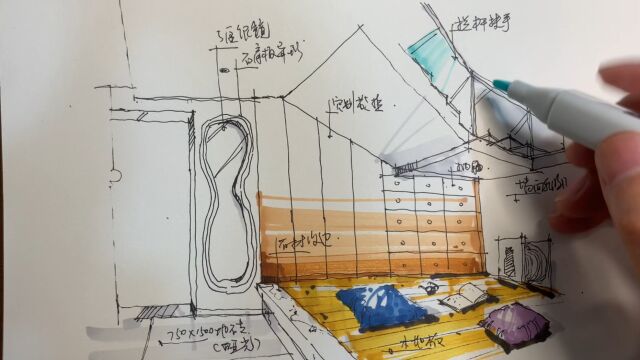 157楼梯间手绘概念图