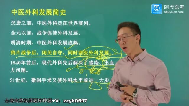  2024年阿虎医考中医外科学副高主任医师考试视频课程题库历年真题考点复习资料中医外科的发展史