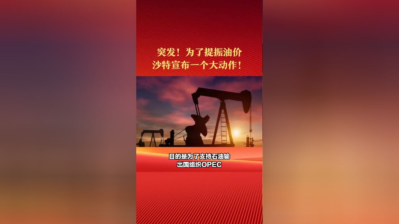 突发!为了提振油价,沙特宣布一个大动作……