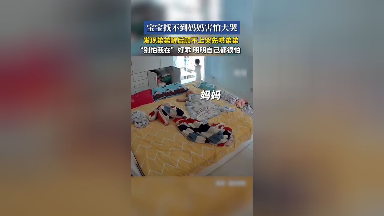 宝宝找不到妈妈害怕大哭,发现弟弟醒后顾不上哭先哄弟弟