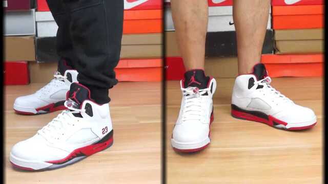 开箱上脚三分钟 22 Air Jordan 5 Fire red AJ5(货号136027 120)