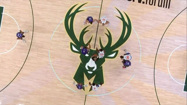 NBA常规赛：尼克斯vs雄鹿第1节英文原声回放