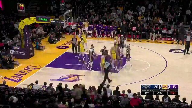 NBA常规赛：鹈鹕vs湖人第1节中文解说回放