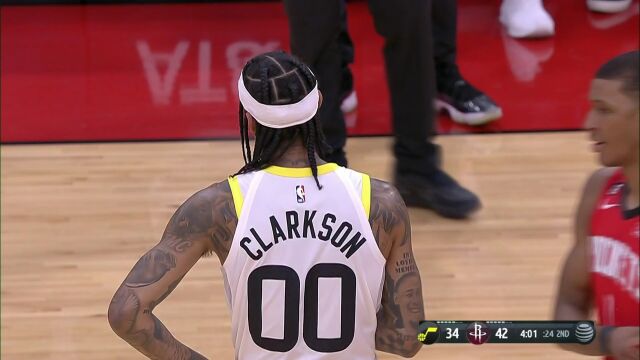 NBA常规赛：爵士vs火箭第2节 英文解说回放