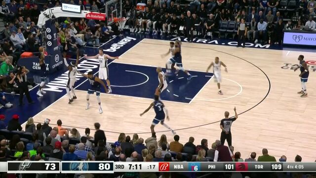 NBA常规赛：马刺vs森林狼 第3节中文解说回放