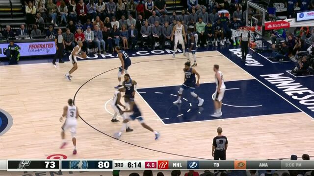 NBA常规赛：马刺vs森林狼 中文解说全场回放
