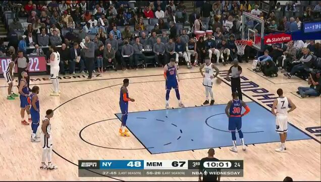  NBA常规赛：尼克斯vs灰熊第3节英文原声回放