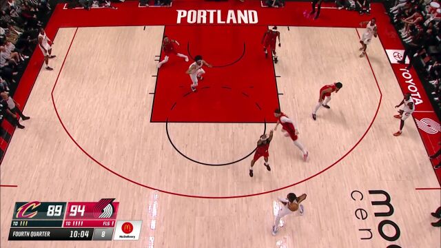 NBA常规赛：骑士vs开拓者第4节英文原声回放