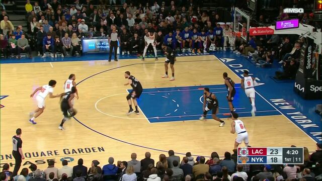 NBA常规赛：快船vs尼克斯第1节英文原声回放