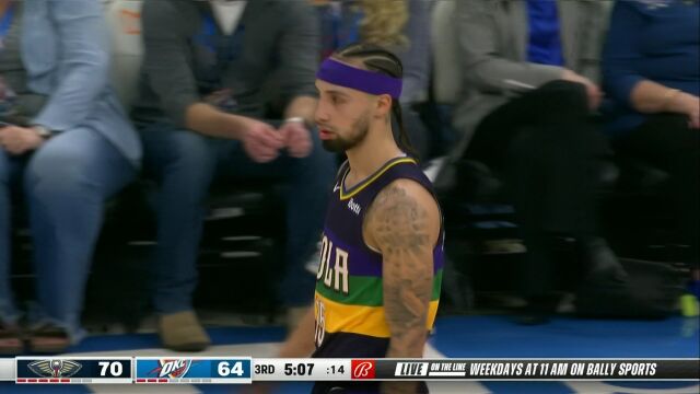 NBA常规赛：鹈鹕vs雷霆第3节英文原声回放