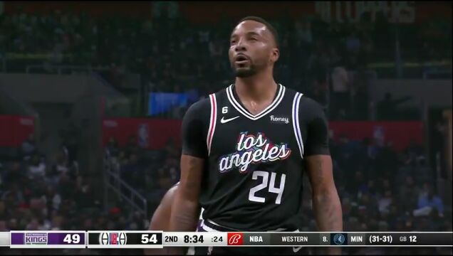 NBA常规赛：国王vs快船第2节英文原声回放