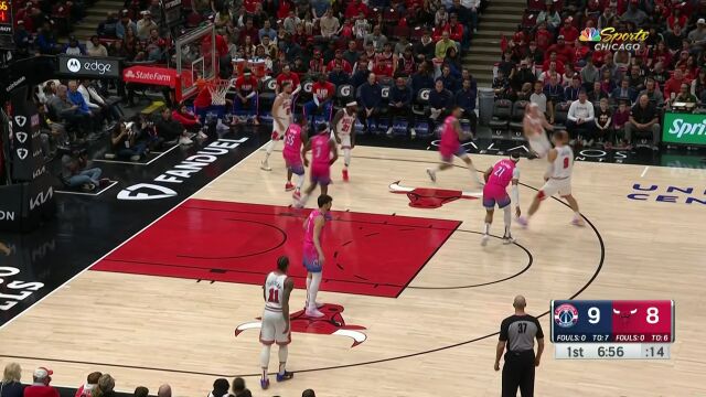 NBA常规赛：奇才vs公牛第1节 中文解说回放