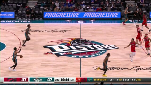 NBA常规赛：猛龙vs活塞第3节英文原声回放