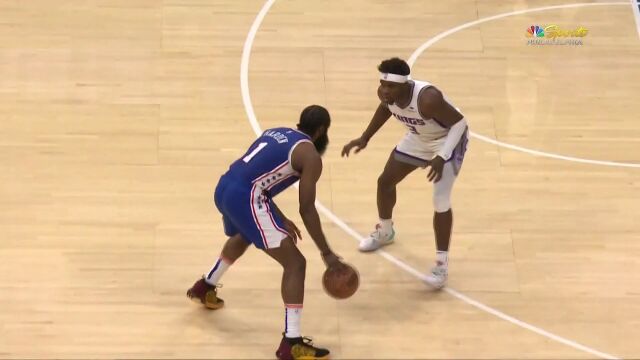 节奏在手天下我有！哈登连续胯下运球超快起步杀入篮下