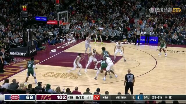NBA常规赛：活塞vs骑士第4节英文原声回放