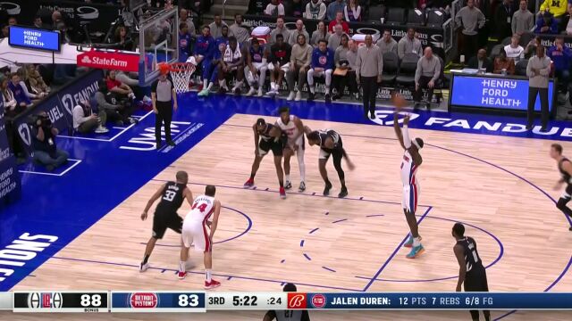 NBA常规赛：快船vs活塞中文解说全场回放