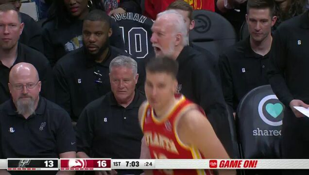 NBA常规赛：马刺vs老鹰第1节中文解说回放