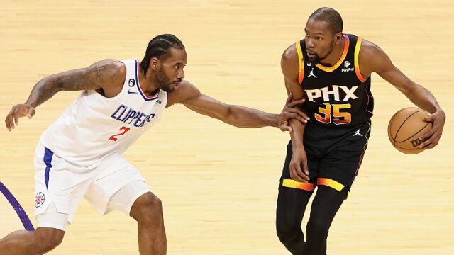 快船109-123太阳 卡威空砍59分KD布克合砍63分逆转快船扳成1-1