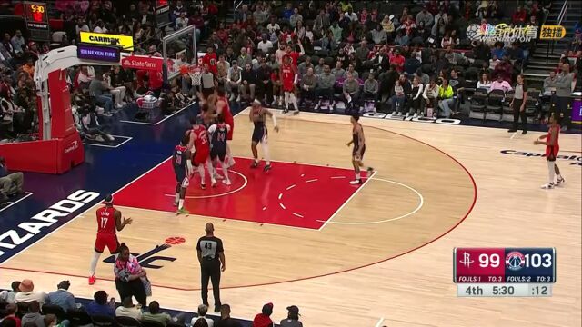 NBA常规赛：火箭vs奇才第4节英文原声回放