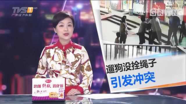 广州花都小区遛狗起冲突 街坊保安热心劝架