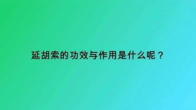 延胡索的功效与作用是什么呢?