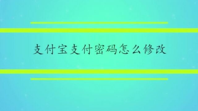 支付宝支付密码怎么修改