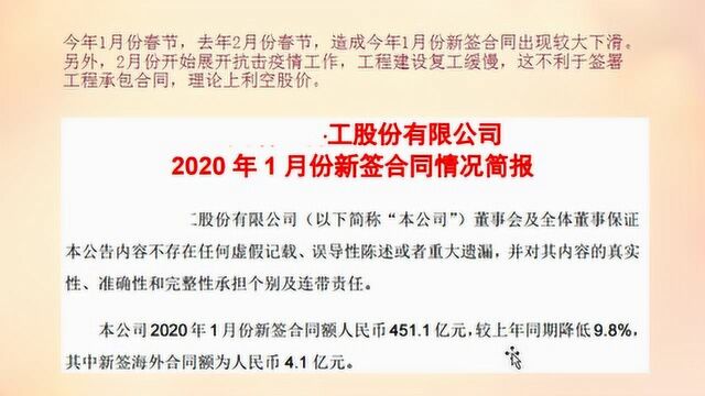 工程建设复工缓慢,某全球工程承包商概念股1月新签合同同比降幅9.82%