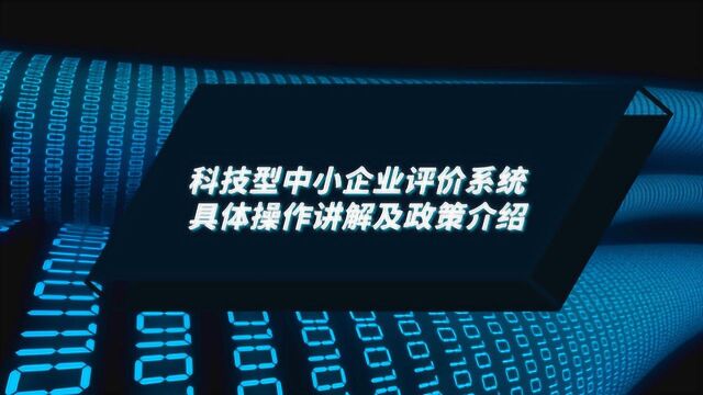 科技型中小企业评价系统具体操作讲解及政策介绍