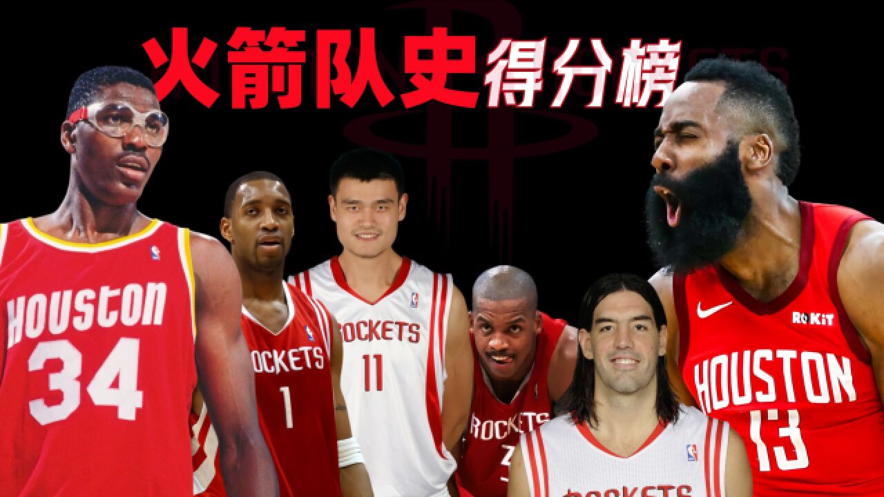 NBA火箭队历史得分榜:姚麦第三梯队,奥拉朱旺断层第一