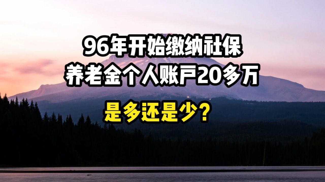 从1996年开始缴纳社保,养老金个人账户20多万元,是多还是少?