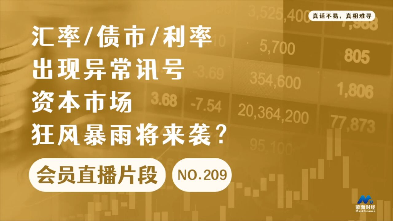 汇率/债市/利率出现异常讯号,资本市场狂风暴雨将来袭?【会员直播片段】