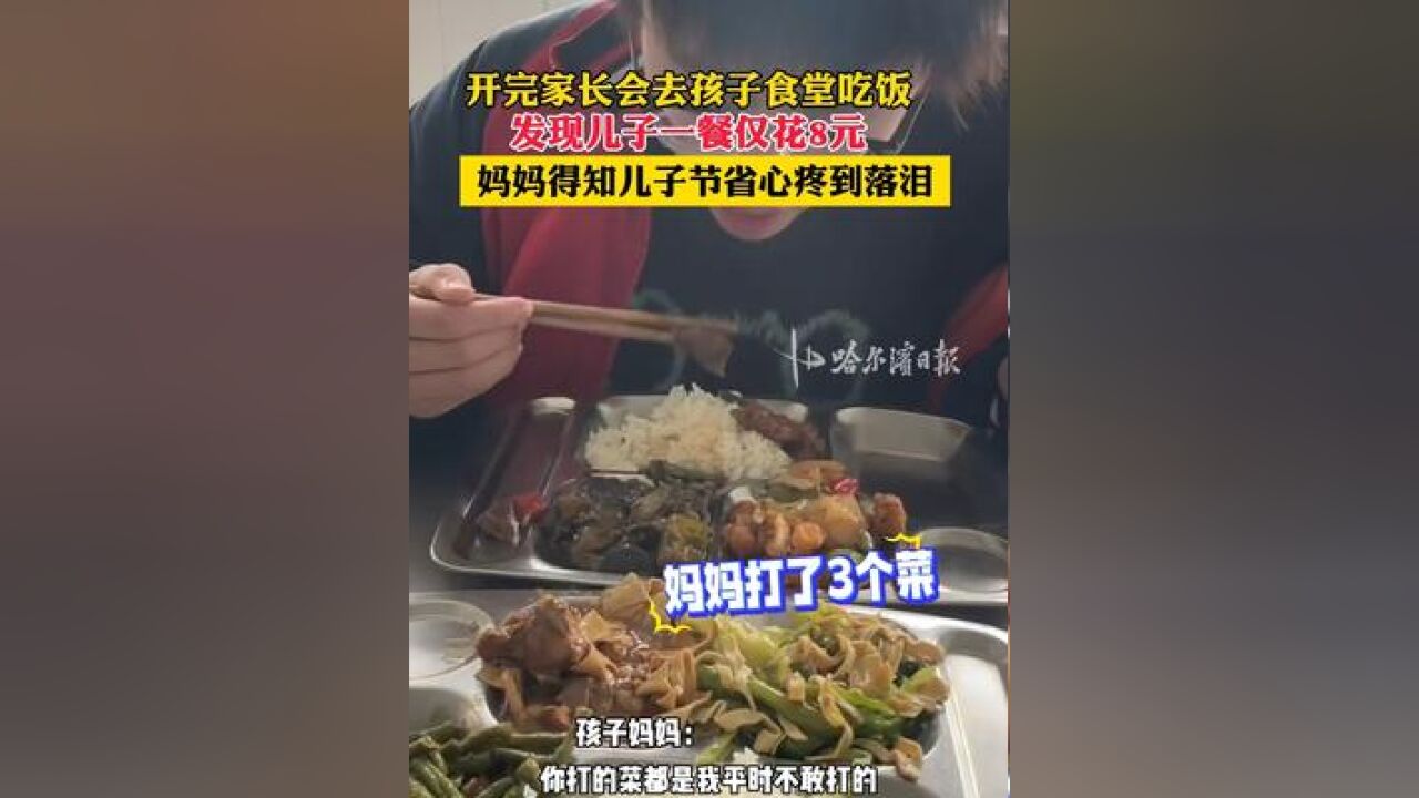 开完家长会去孩子食堂吃饭,发现儿子一餐仅花8元