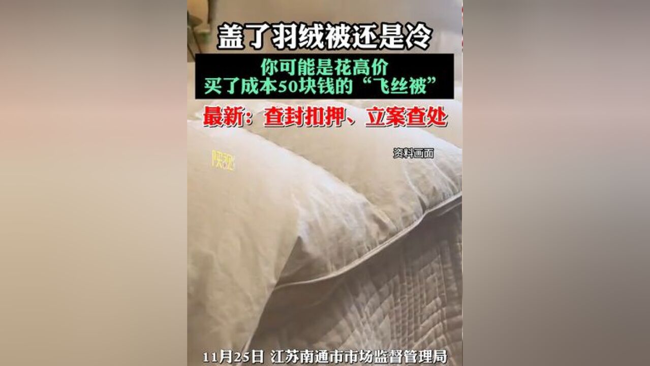 花高价买的羽绒被不暖和, 很可能你买到了成本只有50块钱的“飞丝被”,当地通报:已查封扣押、立案查处等