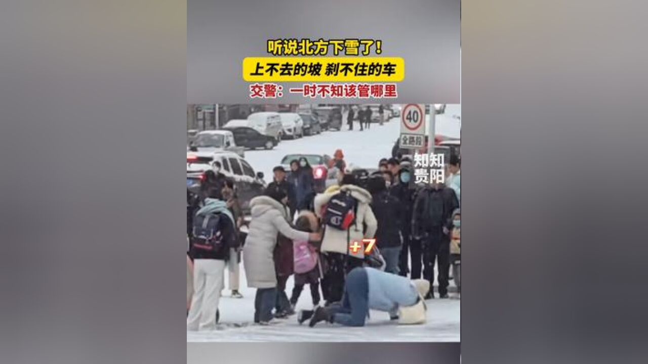 听说北方下雪了!上不去的坡 刹不住的车,交警:一时不知该管哪里