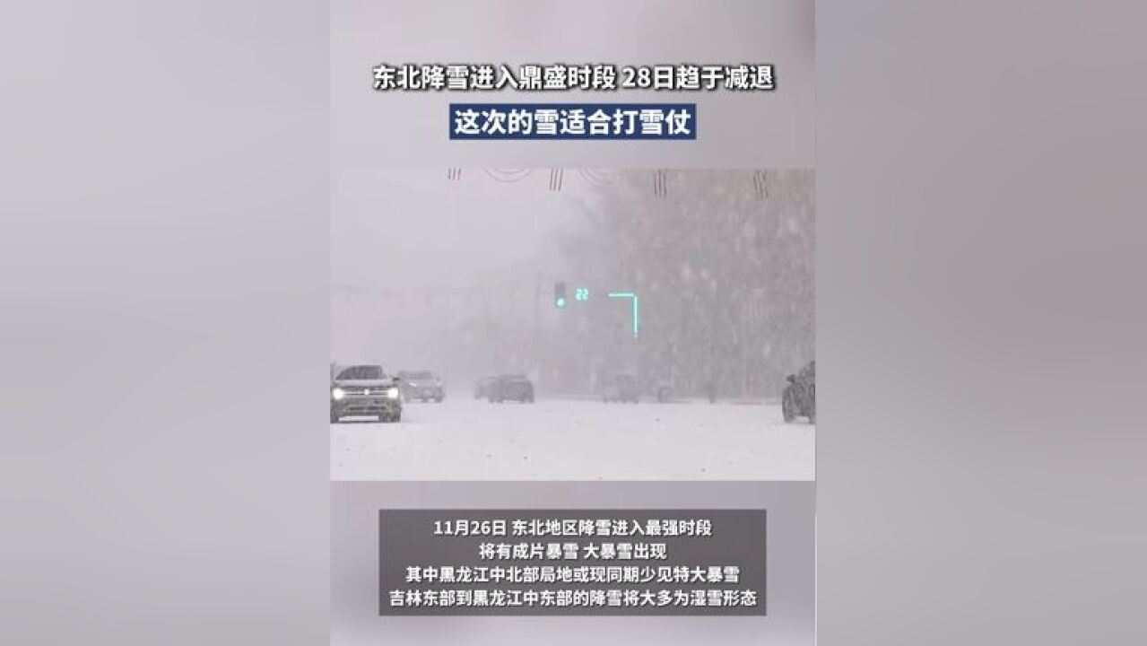 东北降雪进入鼎盛时段 28日趋于减退 这一次的雪适合打雪仗