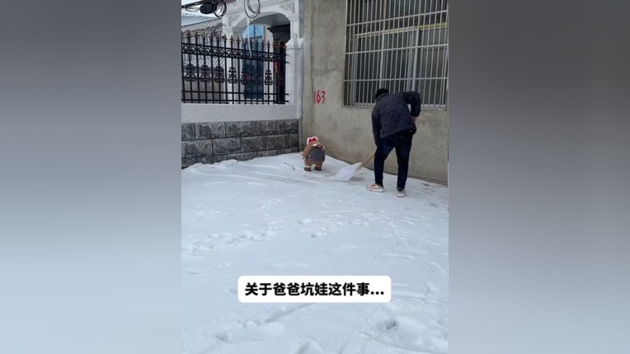 娃:有你是我的福气!下雪就得这样玩 雪地里撒欢