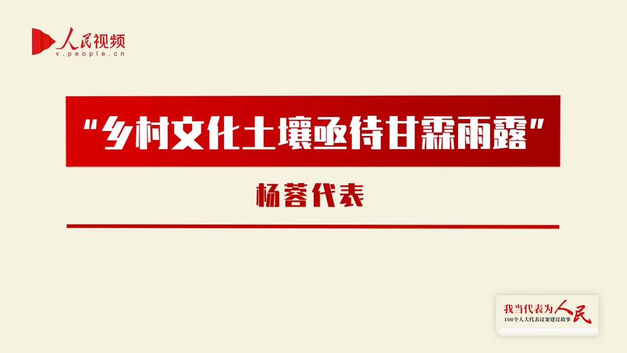 杨蓉:“乡村文化土壤亟待甘霖雨露”