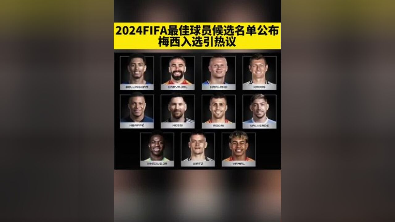 2024FIFA最佳球员候选名单公布,梅西入选引热议 2024FIFA最佳球员候选名单公布,梅西入选引热议