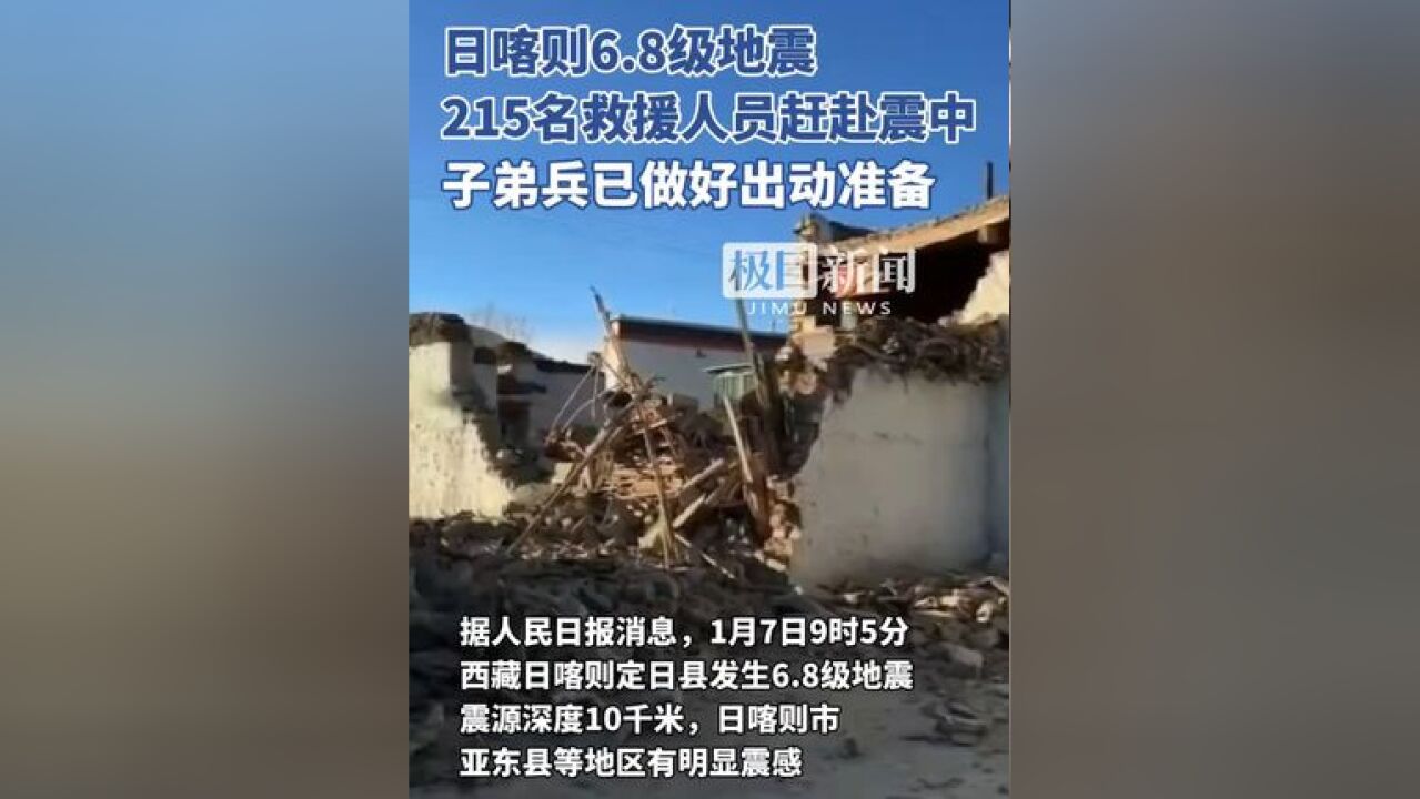 日喀则6.8级地震,215名救援人员赶赴震中,子弟兵已做好出动准备,愿平安!