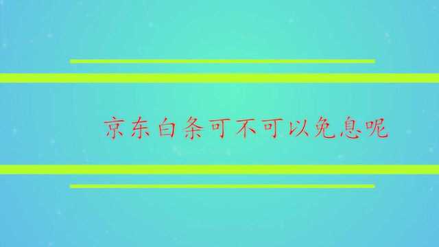 京东白条可不可以免息呢