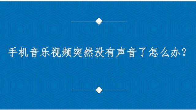 手机音乐视频突然没有声音了怎么办?