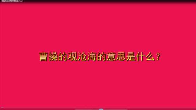 曹操的观沧海的意思是什么?