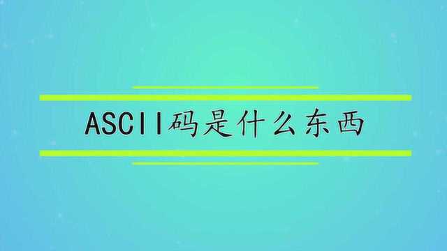 ASCII码是什么东西