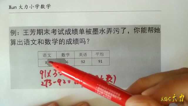 小学数学四年级同步课堂:用平均数求语文数学成绩