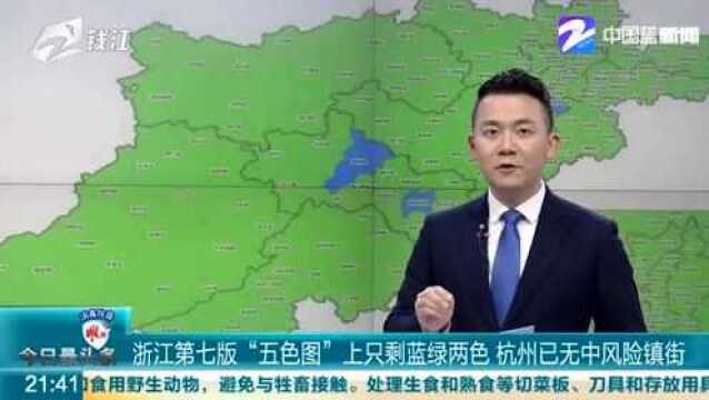 浙江省第七版“五色通行图”上只剩蓝绿两色 杭州已无中风险镇街