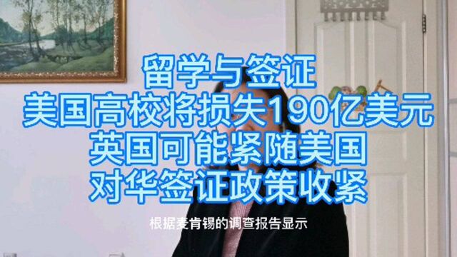 留学与签证:美高校将损失190亿美元.英国可能紧随美国,对华签证收紧