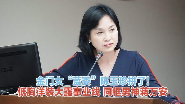 女“蓝委”陈玉珍献出第一次,改变形象露事业线,同蒋万安巧遇